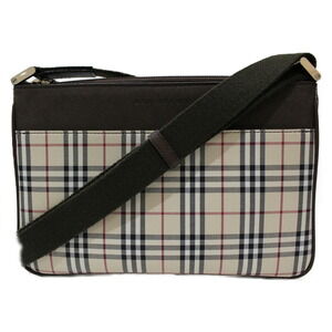 BURBERRY Shoulder Bag Nova Check Leather Beige Tan Dark Brown Black